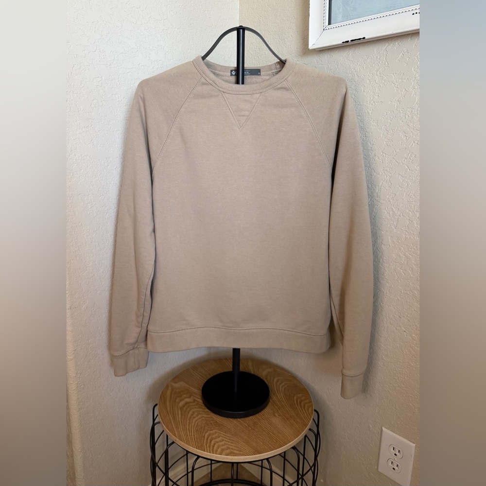 Tan French Terry Crewneck Sweatshirt | Classic Raglan Pullover NWOT